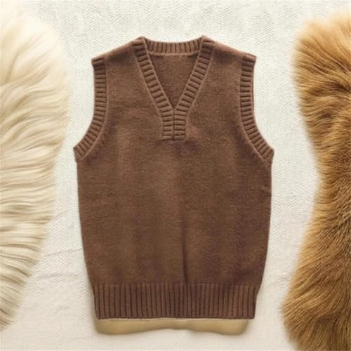 Men's Knit Sweater Vest Slim Fit Waistcoat Sleeveless Solid Color V-Neck Vintage Loose Fit Sweater Tops2