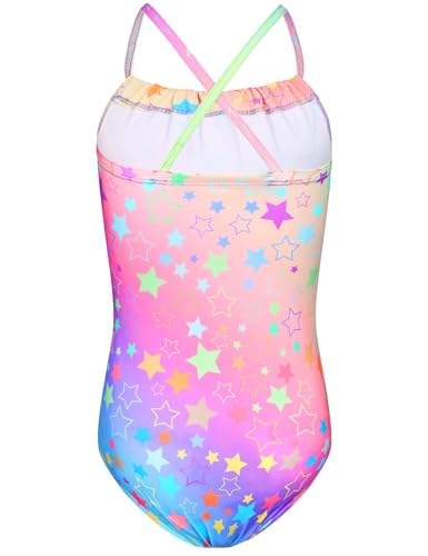 Image of TENVDA Girls Swimsuit Summer Beach Sport Halter Bathing Suits One Piece Swimwear for 2-12 Years Old Kids