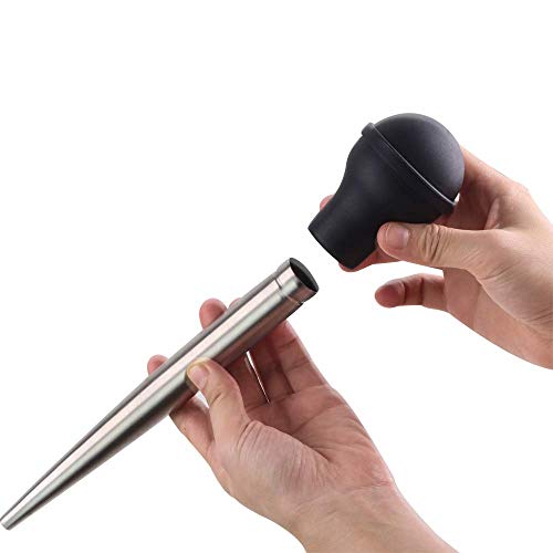 WeTest Stainless Steel Turkey Baster Set of 4 - Flavor Needle and Cleaning Brush, Black, Grey (LJ-JSL-112603)