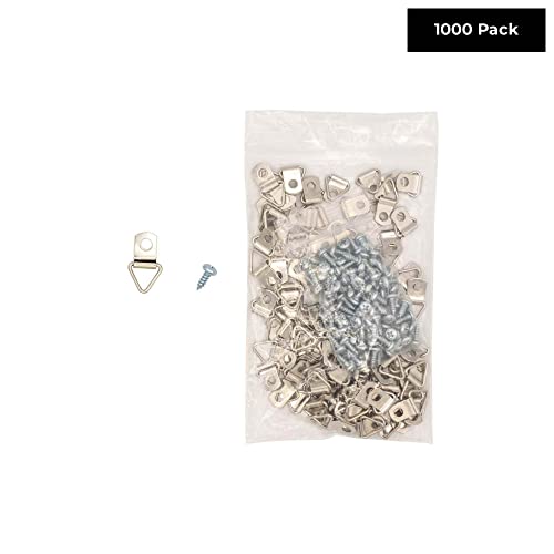 Image of Small Triangle One-Hole Ring Zinc-Plated Steel Picture Hangers Pack of 1000 with Screws for Hanging Picture Frames