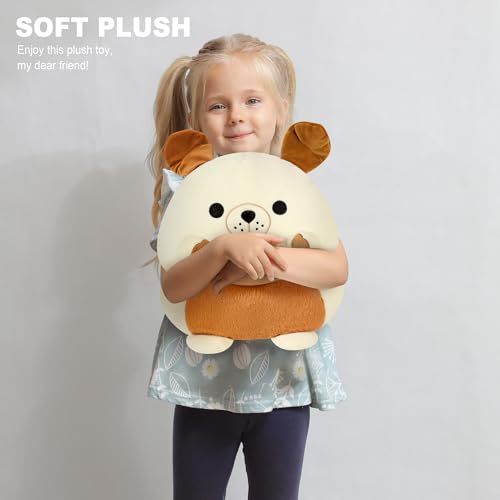shownicer Plüschtier Bulldogge Hund Kuscheltier Mit Rugby Stofftier Kawaii Hund Plüsch Kissen Spielzeug Hund Wurfkissen Geschenk für Kinder Jungen 3+ Jahre (Hund & Rugby, 30cm)