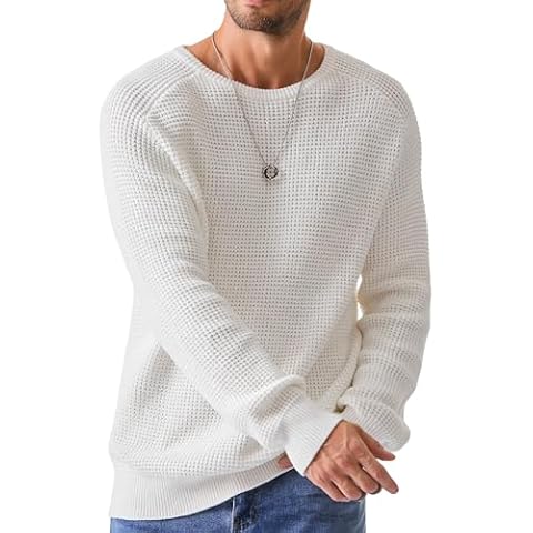 JMIERR Men's Waffle Knit Sweater Cover