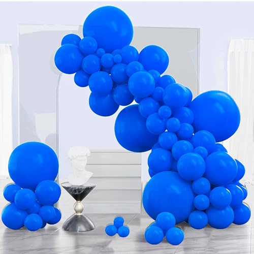 Image of PartyWoo Dark Blue Balloons, 125 pcs Blue Balloons Different Sizes Pack of 36 Inch 18 Inch 12 Inch 10 Inch 5 Inch for Balloon Garland as Birthday Decorations, Party Decorations, Wedding Decorations
