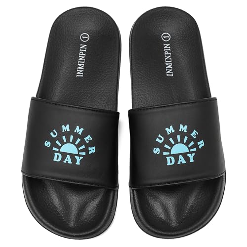 Image of INMINPIN Kids Boys Girls Slides Sandals Beach Pool Shower Shoes | lightweight, easy to clean paired with shorts,T-shirts,jeans,a short skirt for swimming pool,beach,bathroom