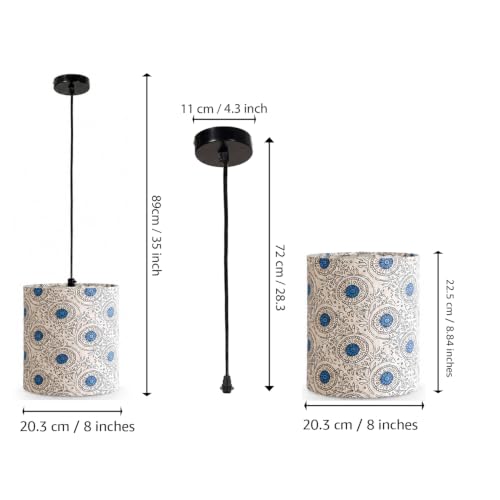 Image of Amazon Basics Pashan Bloom Pendant Lamp | Decorative Polyester Shade with E14 Holder | Pendant Light for Living Room, Dining Area, Bedroom & Home Decor