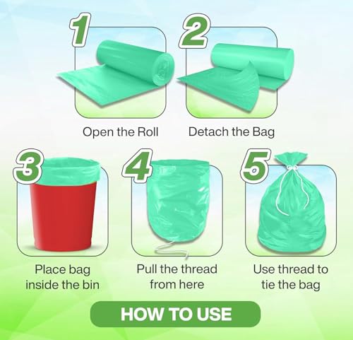 HETOPETO Biodegradable Garbage Bags for Dustbin - Large 17 x 19 Inches | 30 bags per Roll Trash Bag Eco Friendly Garbage Disposal Bags Dustbin Bag(Small) Green|M-Grn17*19 Waste 30bag s - Image 2 thumbnail