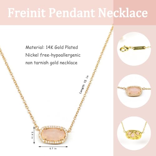 Freinit Gold Necklace for Women, 14K Dainty Pendant Choker, Adjustable Chain, Minimalist Gift for Birthday Valentine's Day Graduation Niece GF2