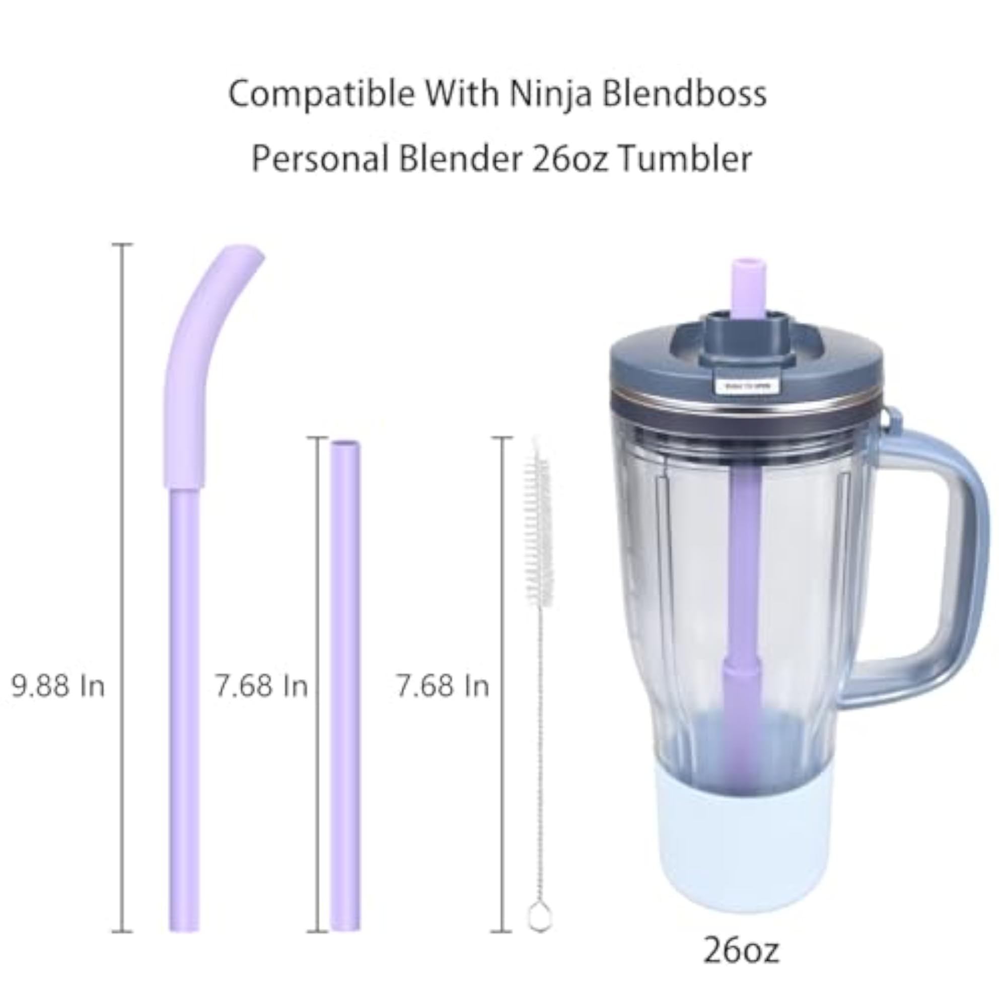 Replacement Straws for Ninja Blendboss Personal Blender, 4 Colours