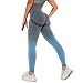 QTJY Medias Deportivas sin Costura gradiente para Mujer, Pantalones de Yoga de Cintura Alta para Levantar la Cadera, Medias para Correr al Aire Libre CM