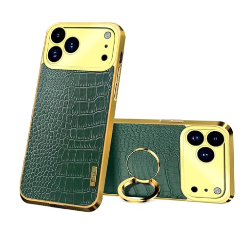 Coque iPhone 17 Pro verte antichoc en silicone plaqué et cuir souple anti-rayure