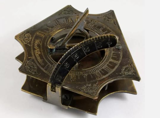 Brújula reloj de sol antigua de latón – Instrumento vintage de navegación y medición del tiempo miniatura 5