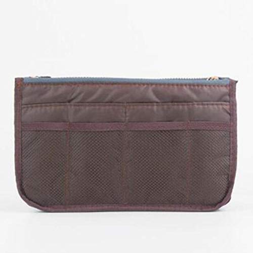 Preisvergleich Produktbild Multifunktions-Tragetasche für Damen, Nylon, Reiseeinsatz, Organizer, Handtasche, großes Innenfutter, Make-up-Kosmetiktasche, Kaffeebraun