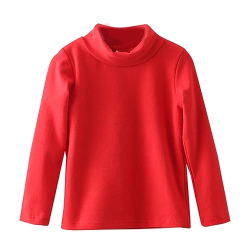 Unisex Baby Boys Girls Sweater Pullover Long Sleeve Soft Turtleneck High Neck Solid for Kids Autumn (Red, 5-6 Years)