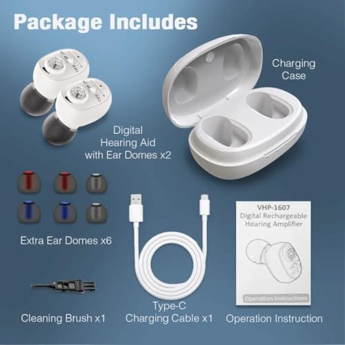 Image of CIC Wireless Rechargeable Hearing Aids for Old Age and Seniors with Digital Display, Noise Reduction, and 30-Hour Battery Life (WHITE, Manual) DIGITAL DISPLAY