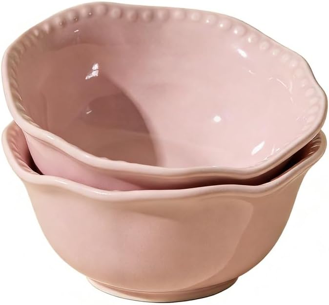 Bowls For Soup,Cereal Bowl Set of 2, 450ml Ceramic White Large Breakfast for Salads, Pasta, Rice, Oats
