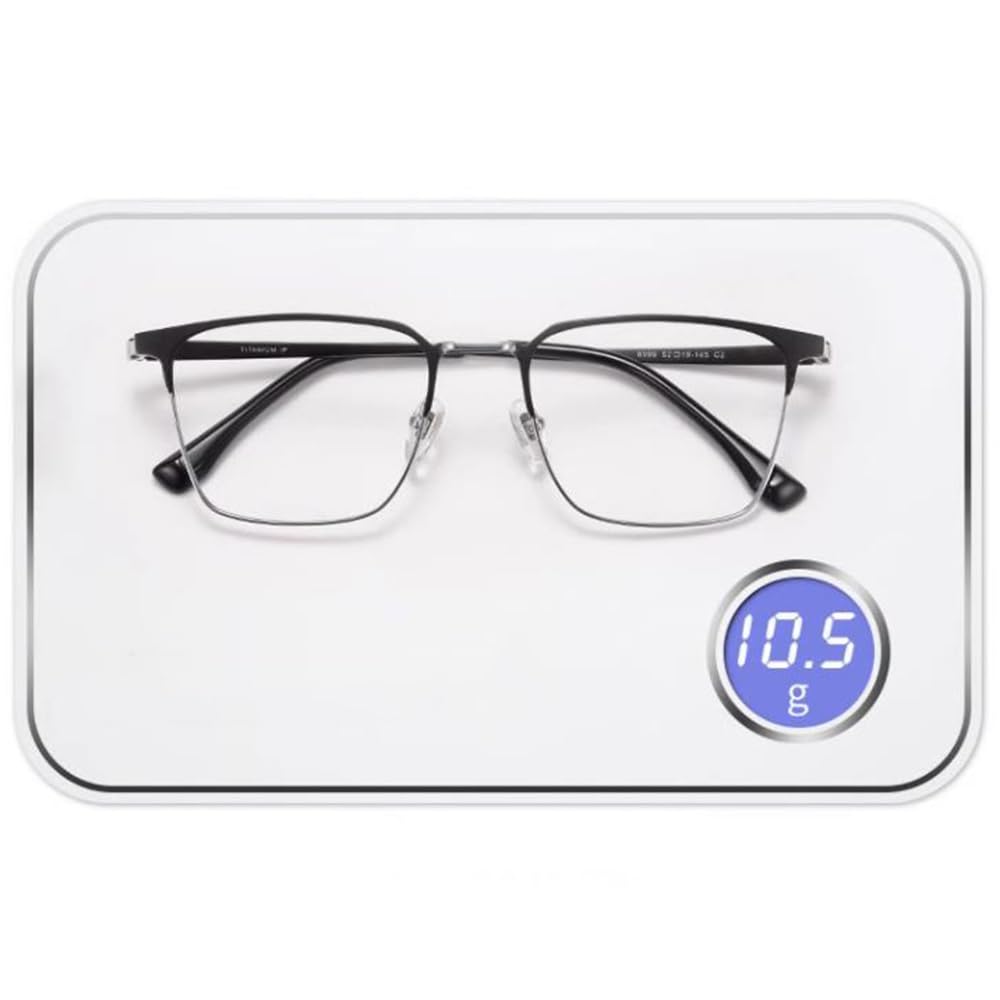 Titanio Gafas de Lectura Fotocrómico Gafas de Sol HD Gafas de computadora Moda Ultraligero Rectangulares Negro Marco,Hombre(Size:+3.0)