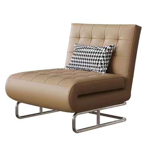 GAOBINGB Sofá cama convertible, tumbona, sillón cama con respaldo y almohada ajustables de 5 posiciones, sillas futón individuales para espacios pequeños, oficina en casa, marrón, grande