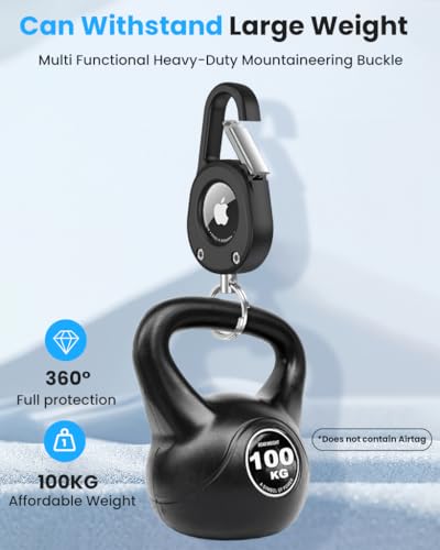 Image of ZORBES 2-in-1 Carabiner Keychain & Case for Apple AirTag, Thick Hard Plastic Resistant Case Air Tag Holder, Waterproof, Secure Lock, Universal Wheel Key Chain for Keys, Pets, Luggage & More