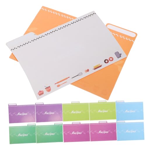 GRIRIW Set of 12 Decorative Recipe Card Dividers for Kitchen Organization Paper Recipe Sheet Holder