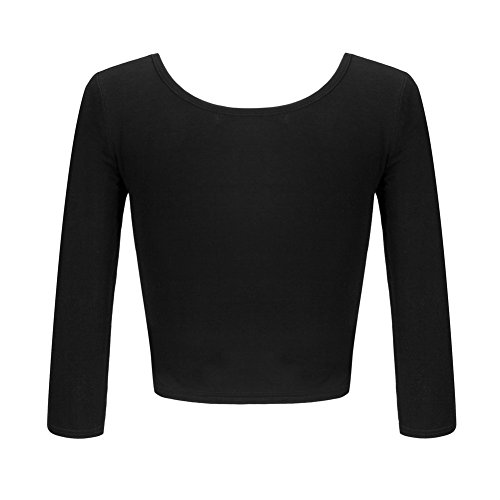 OThread & Co. Women's Crop Tops Basic Stretchy Scoop Neck 3/4 Sleeve T-Shirt4