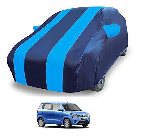 Image of Auto Hub Car Cover Compatible with Maruti WagonR (Model : 2019-Till Date) with Mirror Pocket, Weather Proof, Triple Stitched, WagonR Car Cover- Navy-Blue