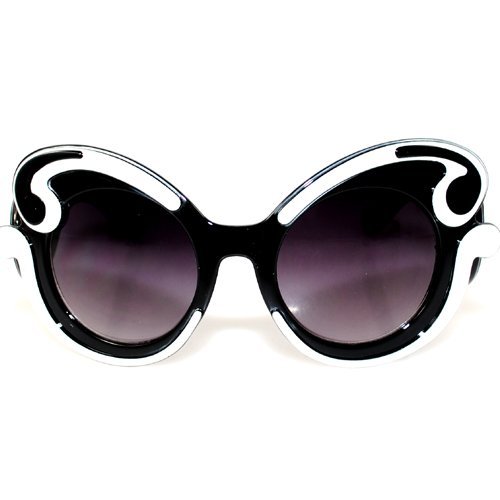 EF Oversized High Fashion Two Tone Sunglasses w/Baroque Swirl Arms (Light Brown)