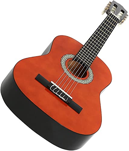 Navarrez NV11PK Starter Set guitarra clásica marrón 4/4, bolsa/Gig Bag, libro con CD, afinador (tuner),2 púas