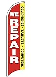 4 Less Co We Repair Cell Phones Tablets Computers Windless Swooper Flag 2.5x11.5 ft Tall Banner Sign (Flag Only) rb