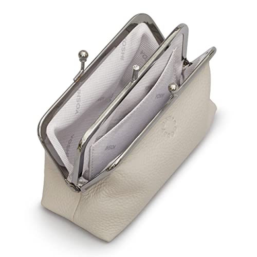 Genuine Leather Triple Frame Aubrey Purse by Yoshi (Warm Grey) - Image 3