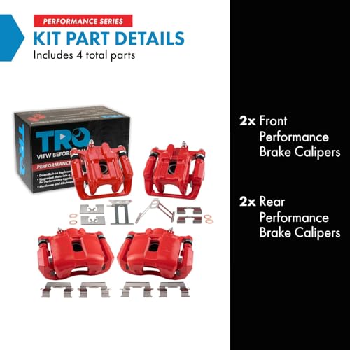 Image of TRQ Performance Front and Rear Brake Caliper Set Coated Brackets Compatible with 2001-2003 Acura CL 1999-2008 Acura TL
