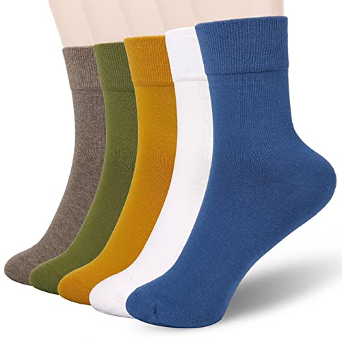 Image of FGZ Women Thin Cotton Socks Soft Cozy Socks Cute Ankle Crew Socks 5 Pairs