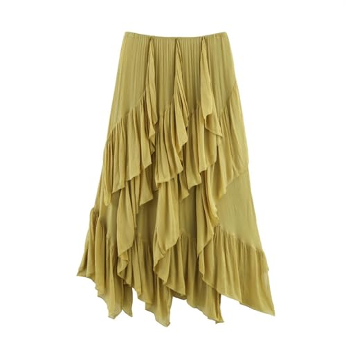 Skirt for Women European American Style Layered Mid Length Fashionable All Match Casual Ladies Outings