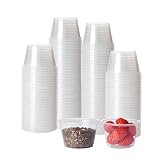 HOMIP 200Pcs 4oz Disposable Plastic Portion Cups (No Lids), Small Mini Sauce Cups for Portion Control, Salad Dressing Cups, Airtight and Stackable Condiment Cups for Party, Holiday and Daily Use