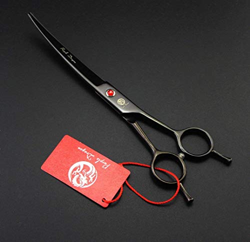 Image of Purple Dragon 7.0 inch Rhinestone Decoration 3PCS Pet Grooming Scissors Dog Hair Cutting & Thinning Shears Set (Bright Black)