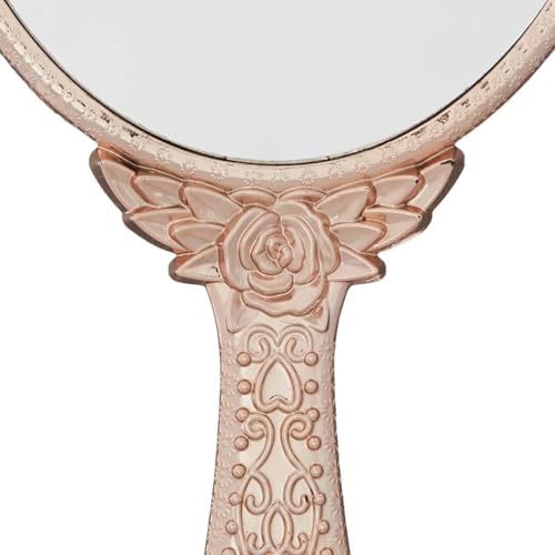 Image of KIRA Hand Mirror Makeup Mirrors Vintage Handheld Decorative Personal Vintage Cosmetic Travel Mirrors Oval Embossed Flower Mirrors with Handle for Women (Silver Black Gold Rosegold-Any ONE)