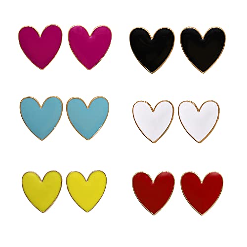 Heart Romance Enamel Big Statement Stud Earring Colorful Minimalism Geometric Jewelry Idea Gifts for Mom Lover Friends Women