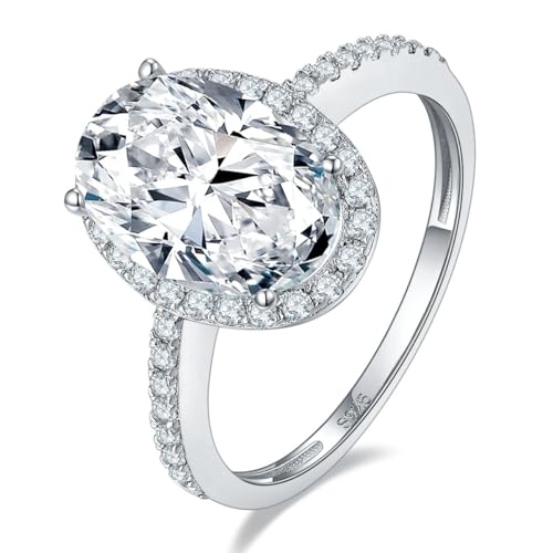S925 Sterling Silver Unique Oval Shape 4.5 Carat D-color Diamond Engagement Ring for Women | Excellent Cut | D-color | Exquisite Luxury Jewelry for Her