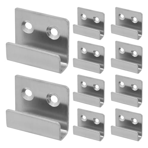 Image of 10 Pcs Wall Hanger, Stainless Steel Wall Mount Brackets Hook, Heavy Duty Wall Tile Bracket for Picture Frame, Mirrors, Display (Silver, Small)