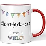 JUNIWORDS Tasse, Bester Steuerfachmann der Welt, Rot (5720815)