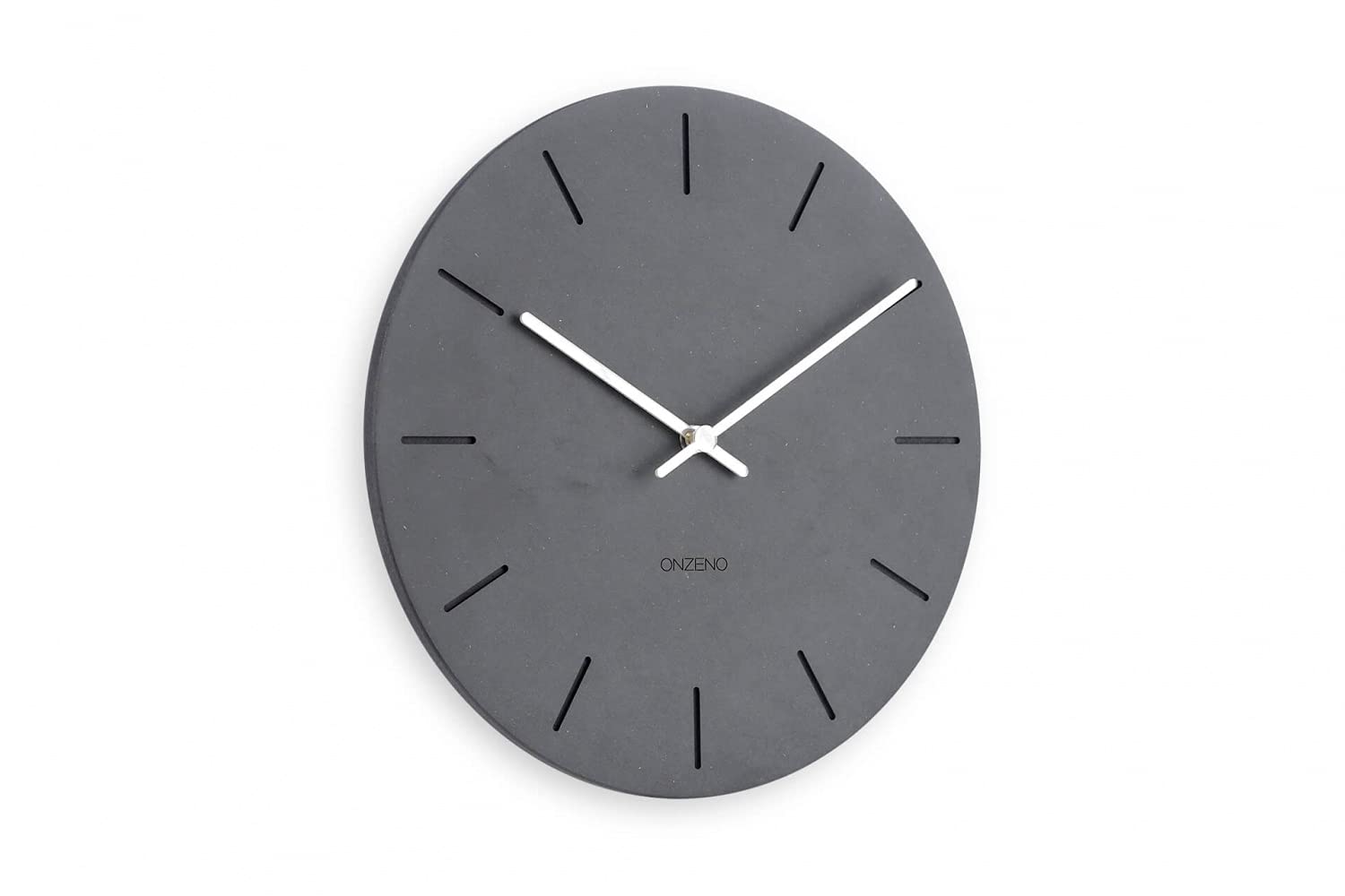 ONZENO Reloj de Pared de Diseño 'The Inky.' Sin Tic-TAC, Cuarzo Silencioso, diámetro 28 cm, Fondo 0,9 cm, Negro/marrón