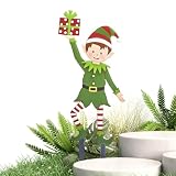 BUKBAG Estacas de jardín de metal de Navidad | Estacas de paisaje con patrón de elfo, decoraciones de patio de Navidad para patio al aire libre, patio, césped, jardín, decoraciones de Navidad al aire
