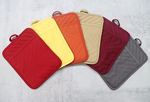 Veikery Oven Pot Holder With Pocket Cotton Heat Resistant Coaster Potholder Kitchen Hot Pad Oven Mitts For Cooking And Baking Square 7"X9"Set Of 5 thumb #7