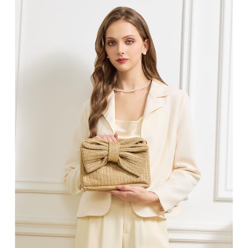 Image of BRYCTSISEN Women Straw Beach Clutch Purse Handbag Summer Elegant Vacation Style Shoulder Bag Crossbody Bag