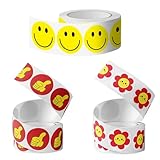 3 Rollen mit 1500 Stück belohnungssticker, Smiley Sticker, lachende Gesichter für Schule und Zuhause, aufkleber smiley für Kinder und Erwachsene, sticker rolle für positive Verstärkung