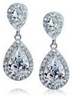 Linde - Beautiful Teardrop Earring set, Bridal Wedding Jewelry, Dazzle ~ Crystal ~ Dangle ~ Fashionable 3D Earrings, Silver