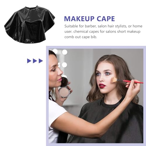 Capa impermeable para corte de cabello negra con cierre de broche miniatura 3