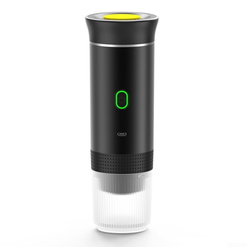 Eléctrica portátil para máquina de espresso: USB-C para mini cafetera para viajes (blanco 60 ml) | Carga rápida USB-C, preparación inalámbrica, se adapta a mochilas, ideal para viajes y viajes