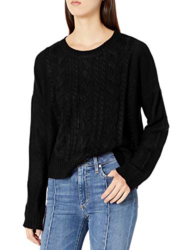 Jack by BB Dakota Junior's Drop Shoulder Cable Knit Sweater, Black, Small