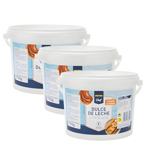 METRO Chef Dulce de Leche Clásico 2.75 kg | Sin Gluten, Sin Aceite de Palma | Ideal para Postres, Rellenos y Decoración | Textura Cremosa y Sabor Auténtico | Formato Profesional (3 Cubos 2,750 Gr.)