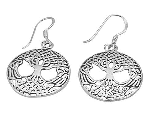 Boucles d'oreilles arbre de vie en argent sterling 925, n° 2, Argent sterling, Sans pierre Cover